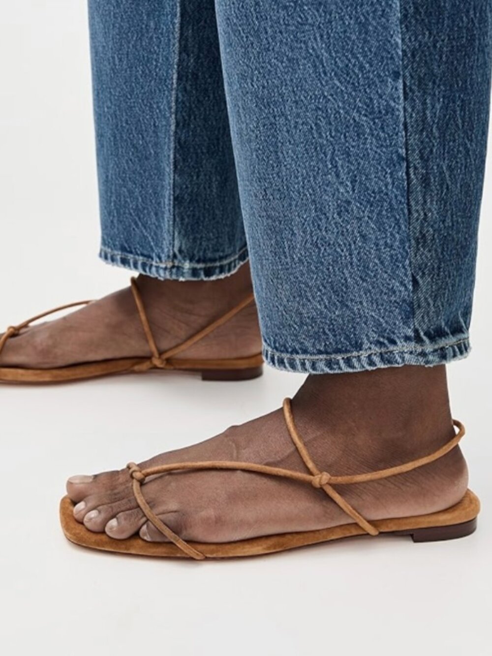 Loeffler randall brown suede strap minimal sandals size 7